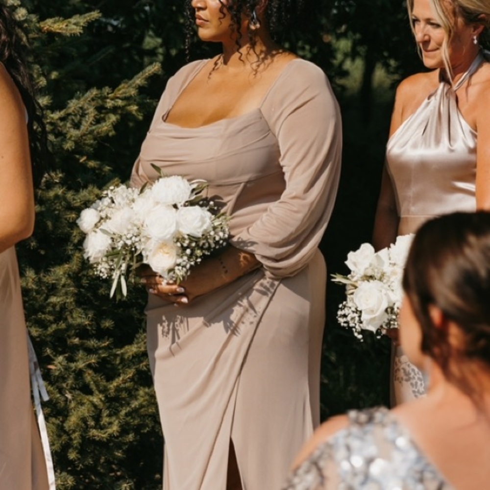 Taupe Bridesmaid Maxi Slit Dress